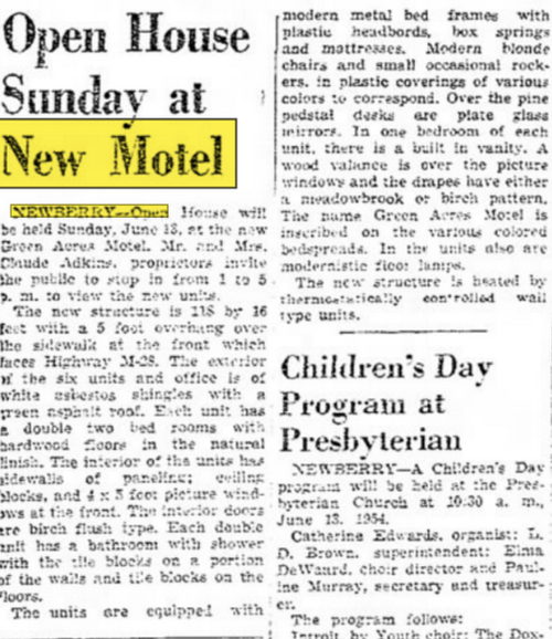 Green Acres Motel - Jun 12 1954 Article (newer photo)